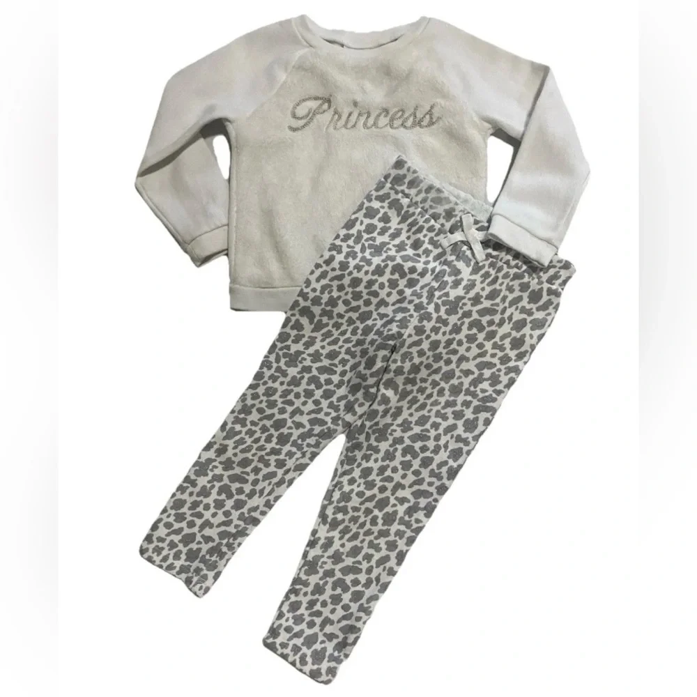 The Children’s Place Size 3T Princess White Gray Sweater & Pants Set